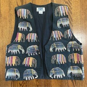 Soho Campagnie Streetwise Clothing Vintage Vest Embroidered Elephant Size Large